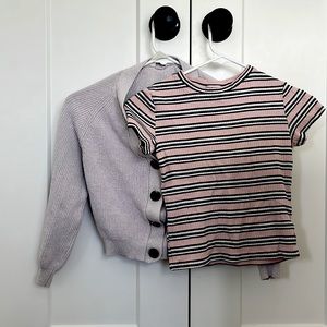 Cute striped top and cardigan from H&M. Around size 10. Comes washed